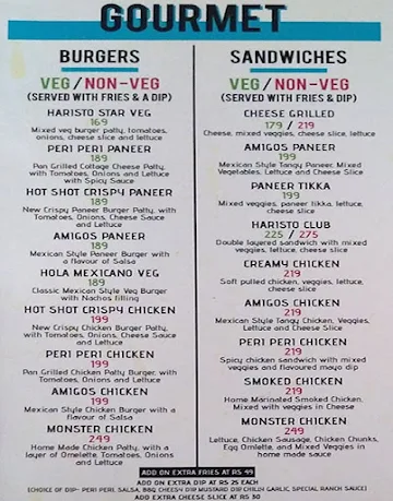 Haristo Pizzeria menu 