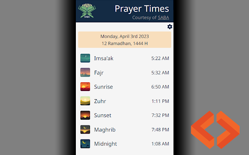 SABA Prayer Times