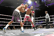 Cletus Mbele and Innocent Mantengu during their bantamweight clash at Orient Theatre. 