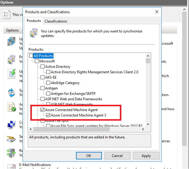 WSUS Configuration options for Azure Arc