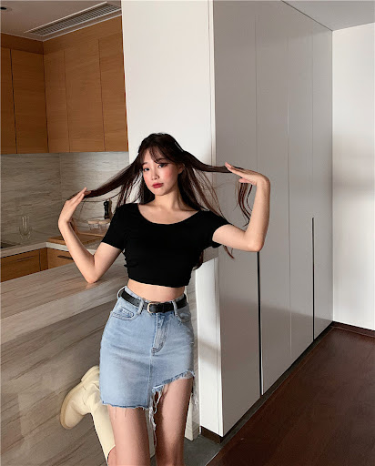 Title 4, Womens Denim Skirt Retro Irregular High Waist....