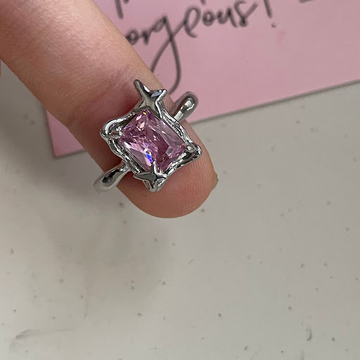 Title 4, Square Zircon Ring for Women, Light Luxury Adju...