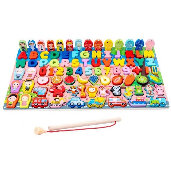 Bộ Đồ Chơi Câu Cá, Ghép Số Bằng Gỗ Cho Bé Montessori 63 Chi Tiết - Phát Triển Tư Duy Cho Bé - Yumeshop94