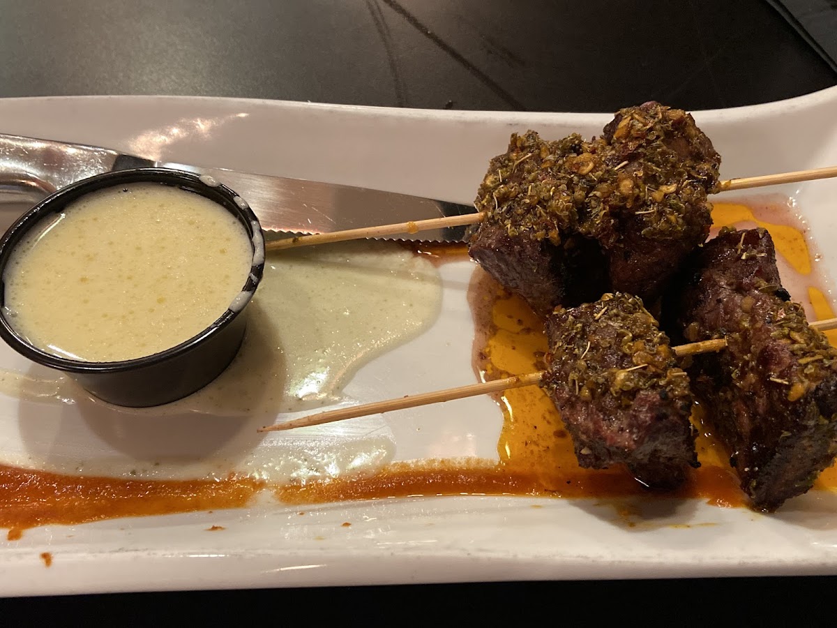 Streak skewers appetizer