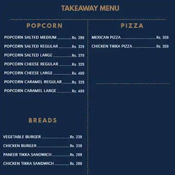 PVR Cafe menu 