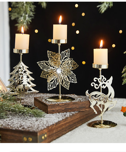 Title 4, Romantic Christmas Wrought Iron Candlestick Can...