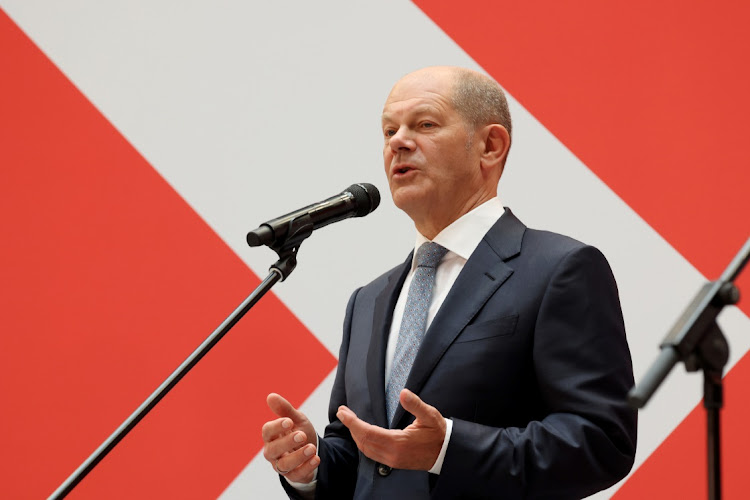 Olaf Scholz, chancellor candidate for the Social Democratic Party (SPD), delivers a statement at the party headquarters in Berlin, Germany, September 27 2021. Picture: LIESA JOHANNSSEN-KOPPITZ/BLOOMBERG