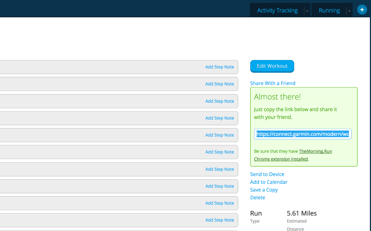 TheMorning.Run : Garmin Workout Sharing Preview image 2