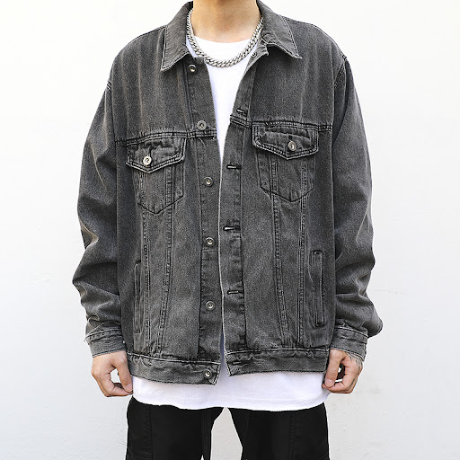Title 4, Retro Wash And Old Gray Loose Denim Jacket. A c...