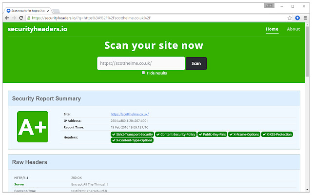 SecurityHeaders.io Analyser