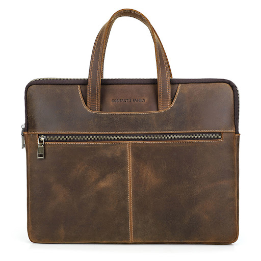 Title 3, Retro Crazy Horse Leather Mens Laptop Bag. Sty...