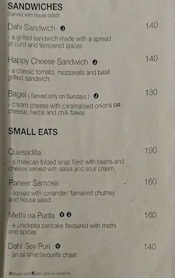 Cafe Tilla menu 