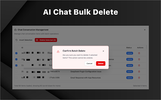 Grok Bulk Delete - ChatGPT Bulk Delete screenshot 2