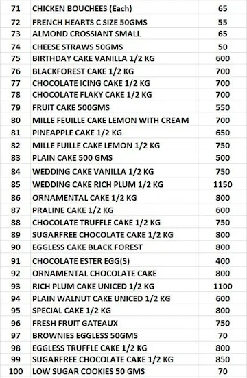 Cake Shop - The Ashok menu 