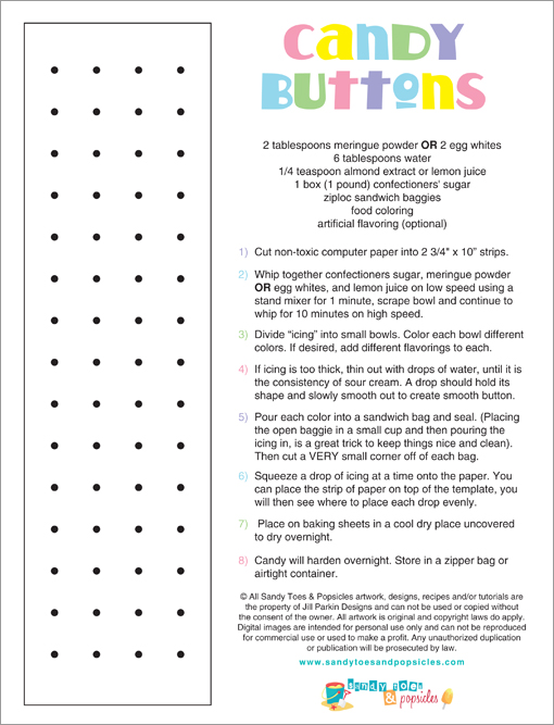 Homemade Candy Buttons  Free printable template - Popsicle Blog