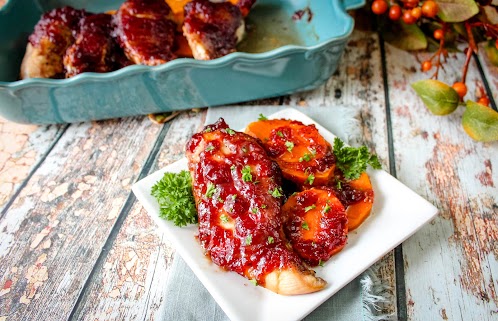 Cranberry Roast Chicken and Sweet Potatoes