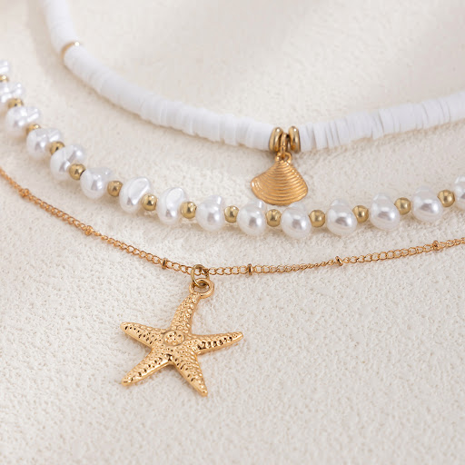 Title 31, Starfish Pearl Necklace for Women, Niche Alloy,...