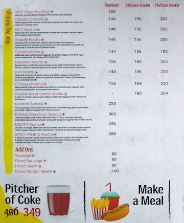 Kosho's Hotdogs menu 