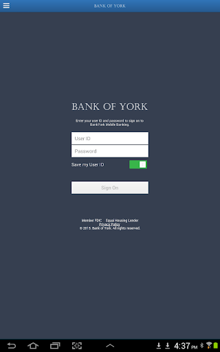 BankYork Mobile Banking Tablet