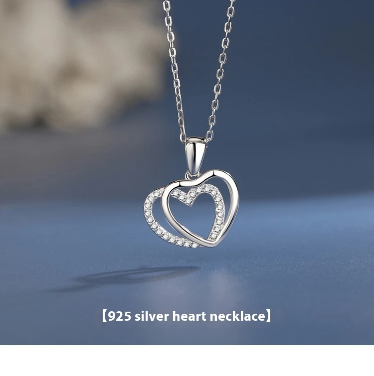 Title 2, Collier double cœur en argent sterling 925 pour...