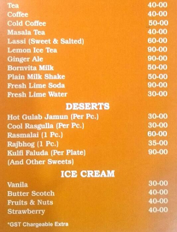 Sai  Sweets menu 