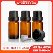 Chai Tinh Dầu Nhỏ Giọt Nắp Đen Đầu To Thủy Tinh 5Ml/10Ml Nắp Đen Sọc - Chai Chiết Mỹ Phẩm - Chiết Tinh Dầu - Chiết Serum