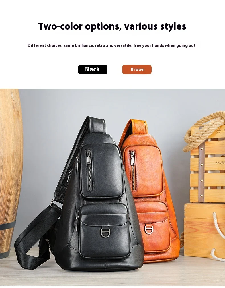 Title 2, Brusttasche aus erstklassigem Rindsleder, große...