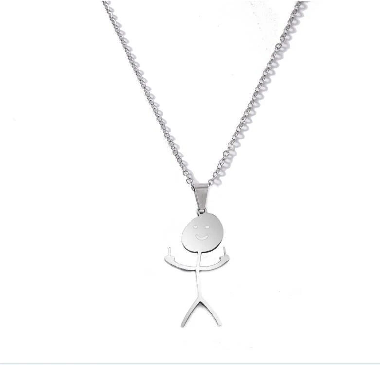 Collier pendentif graffiti de personnages amusants, un accessoire unique pour exprimer votre style et ajouter une touche d'humour à votre look.