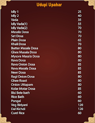 Udupi Upahara menu 2