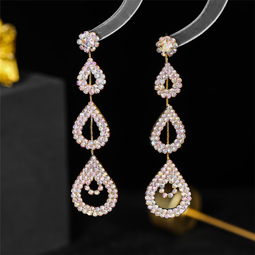 Title 6, Womens Fashion Rhinestone Long Earrings Sparkl...