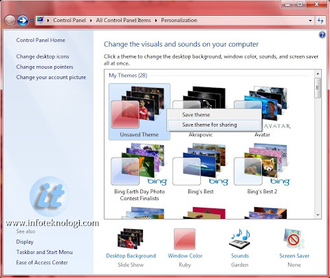 Simpan tema Windows 7 ke file .themepack