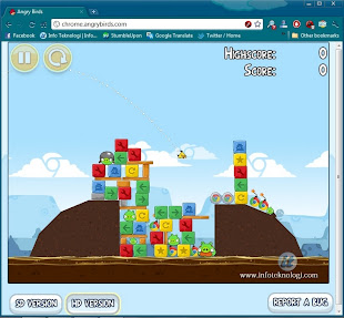 Bermain Angry Birds di Chrome browser