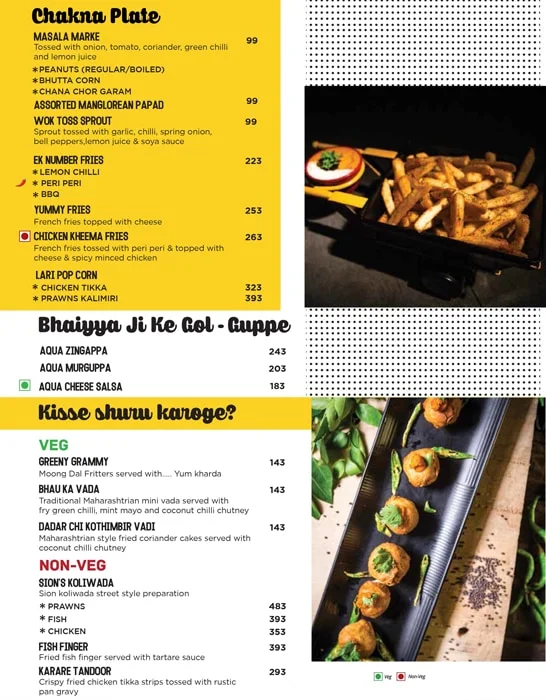 Bombay 63 menu 