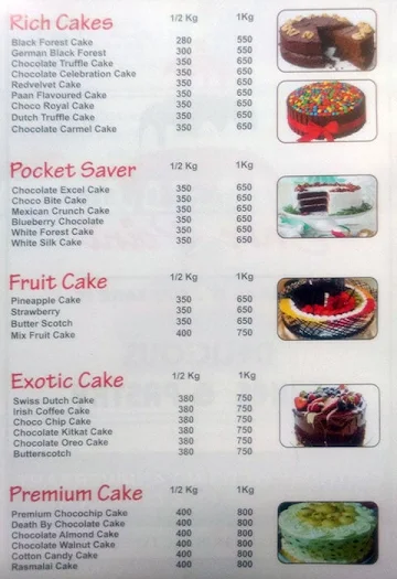 Cake Point menu 