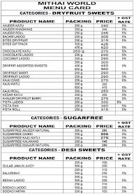 Mithai World menu 1