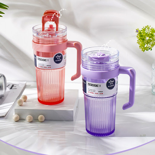 Title 4, Household Portable Double Drink Straw Plastic C...