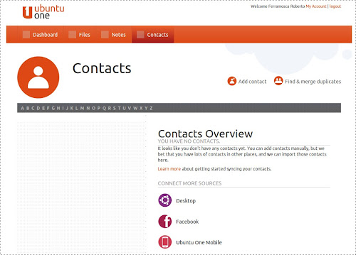 Ubuntu One -  Sincronizzazione contatti di Facebook