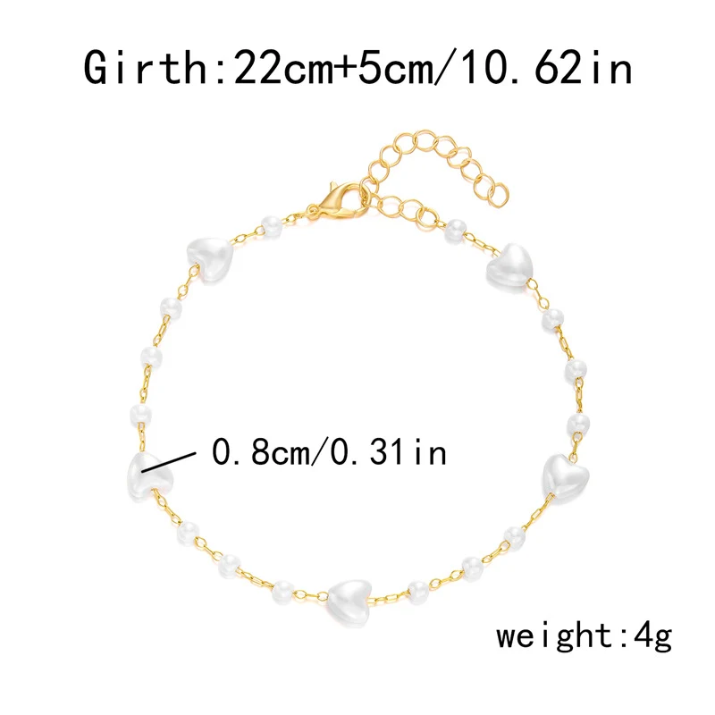 Title 4, Dames Love Heart Imitatie Parel Armband & Enkel...