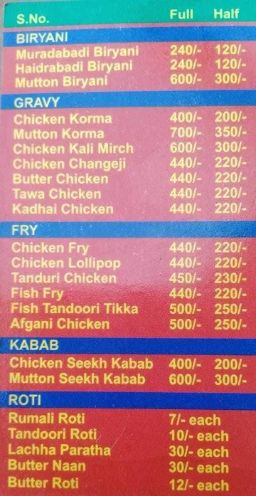 Abdul Muradabadi Chicken Corner menu 