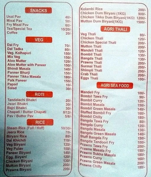 Raja Food Experess menu 