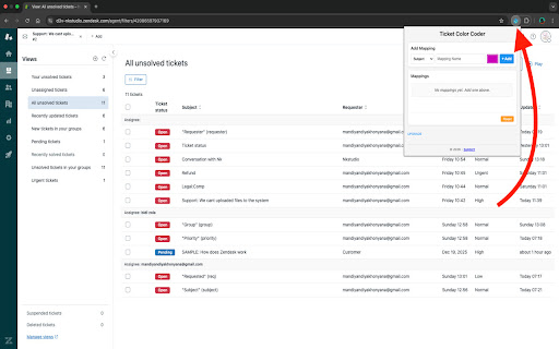 Zendesk Ticket Color Coder screenshot 1