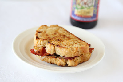 photo of a Beer Bread Grilled Cheese Sandwich on a plate