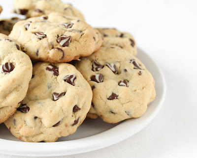 photo of a plate of Soft Chocolate Chip Cookies