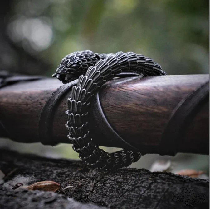 Title 5, Bracelet homme créatif en écailles de serpent m...