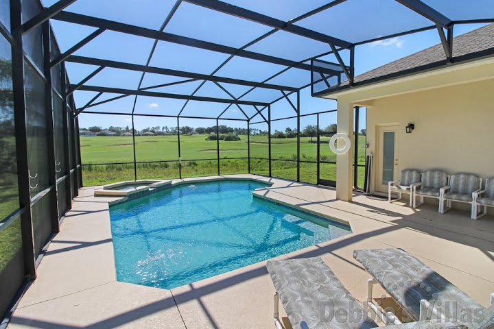 Southeast-facing private pool at this villa on Highlands Reserve in Davenport