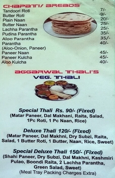 Aggarwal Sweets menu 