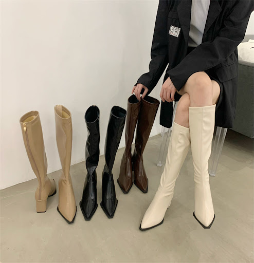 Title 5, Leisure Super Fiber Coarse Heel High Boots for ...