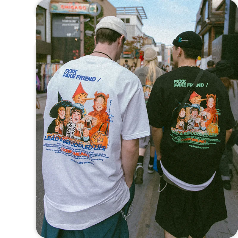 Vintage cartoon print short sleeves