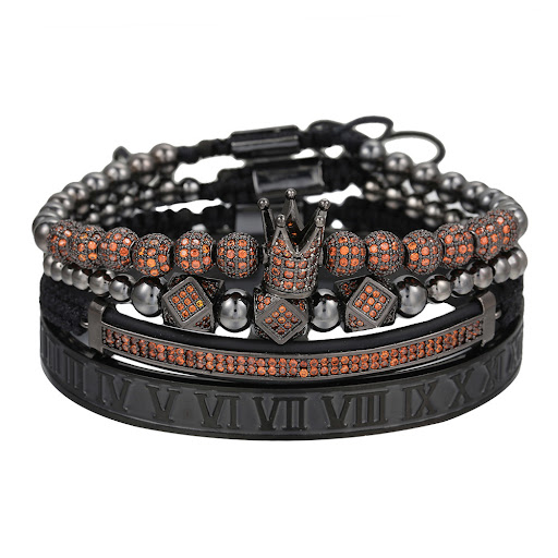 Title 8, Mens Micropaved CZ Diamond Ball Crown Bracelet...