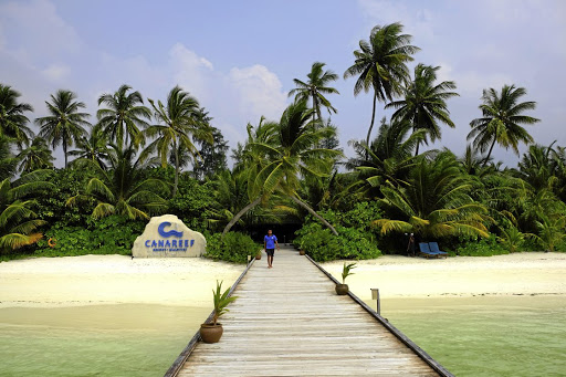 The landing jetty at the Canareef Resort.